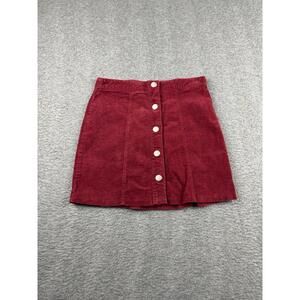 Altar'd State Burgundy Corduroy Mini Skirt Women’s Small Button Up A-Line